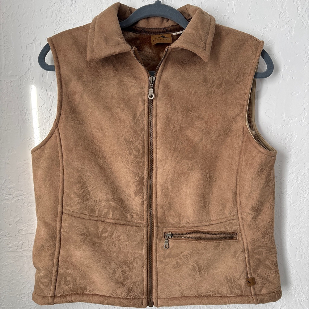Women's Tsunami Brown Faux Suede Sherpa Lined Vest SP(448T)